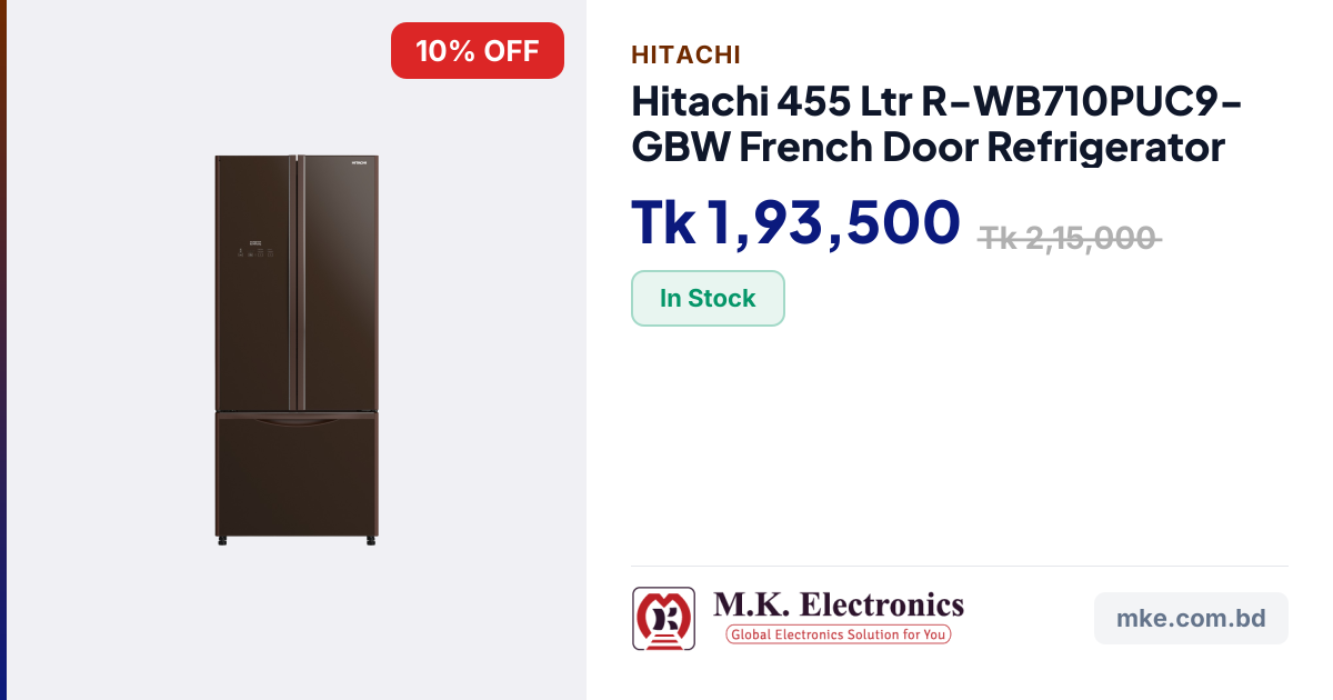 Buy Hitachi R-WB710PUC9 (GBW) 455L Refrigerator | M.K | M.K. 