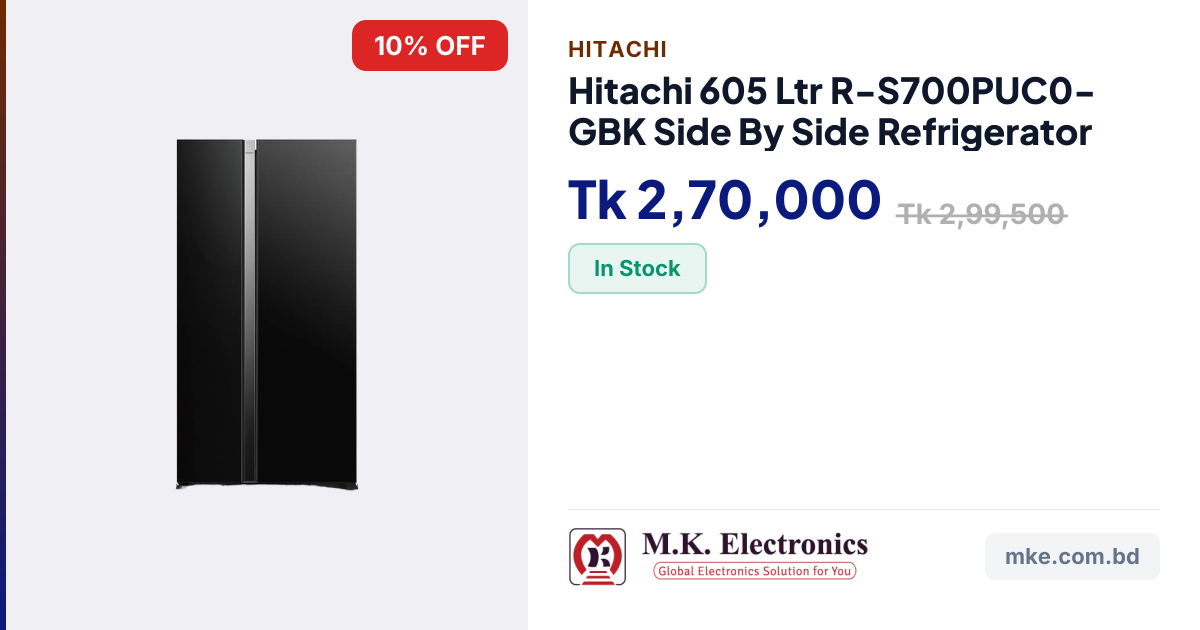 Hitachi R-S700PUC0 605L Refrigerator | M.K. Electronics