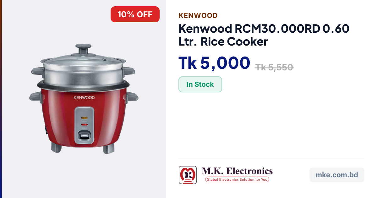 Buy Kenwood RCM30.000RD 0.6L Rice Cooker | M.K. Electronics