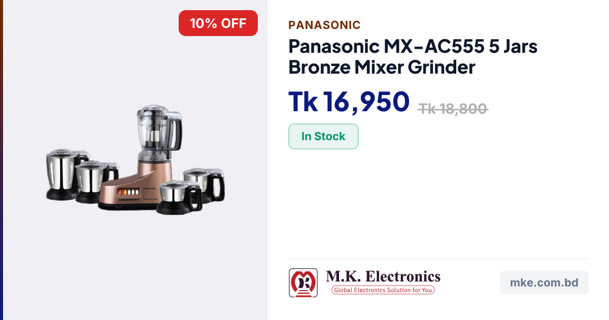 Buy Panasonic MX-AC555 5-Jar Mixer | M.K. Electronics