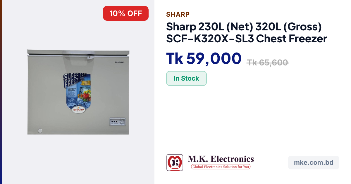 Sharp 230L Chest Freezer SCF-K320X-SL3 | M.K. Electronics