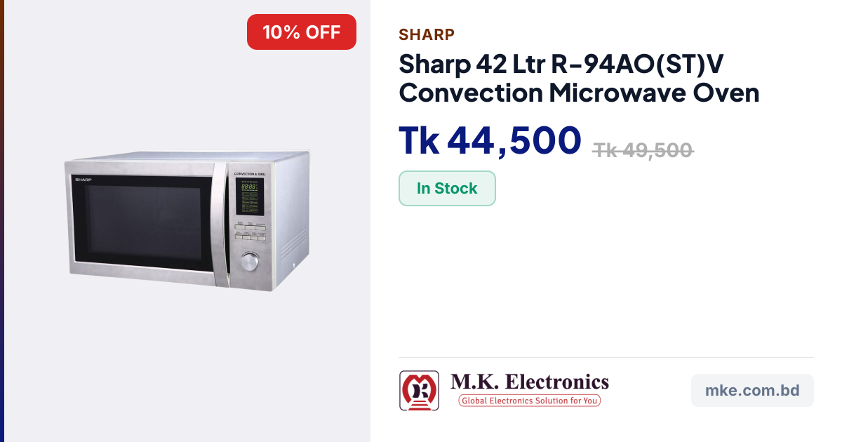 Buy Sharp 42L Convection Microwave R-94AO(ST)V | M.K. Electronics