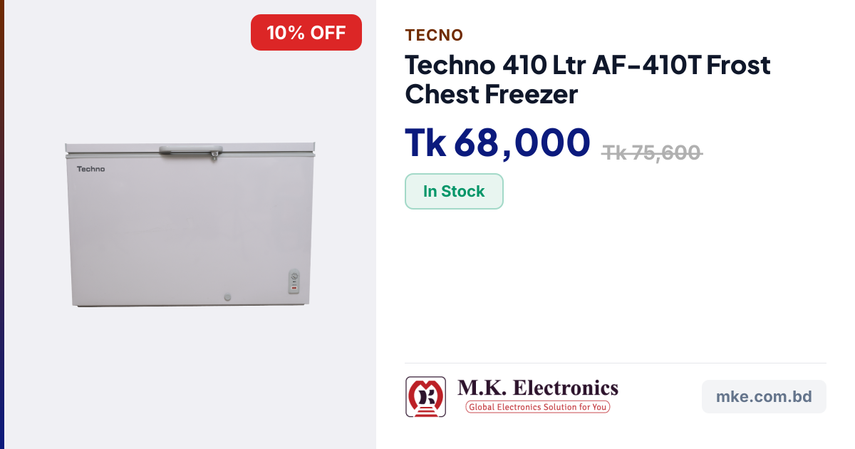 Tecno AF-410T 410L Frost Chest Freezer | M.K. Electronics